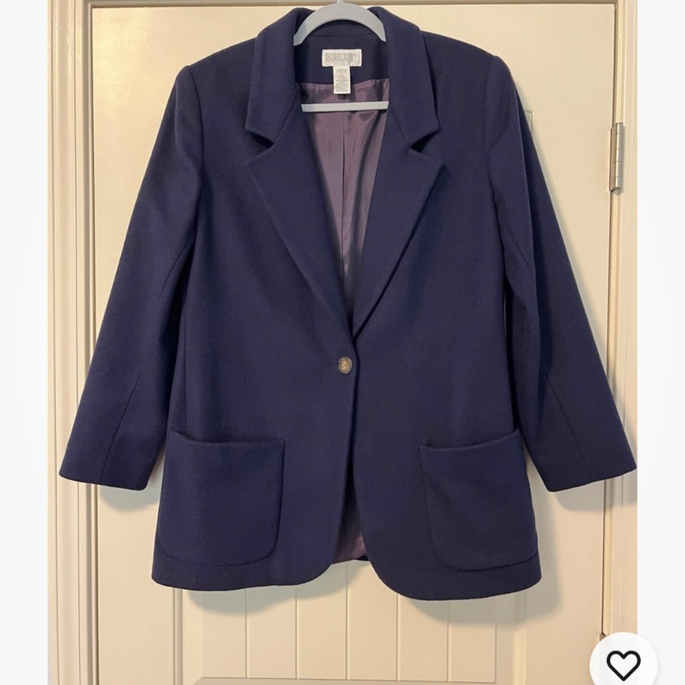 Lands End Wool & Cashmere purple Blazer Size 6 Vintage